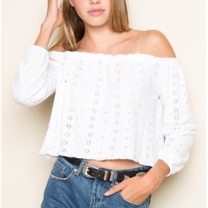 Brandy Melville Off The Shoulder Eyelet Top